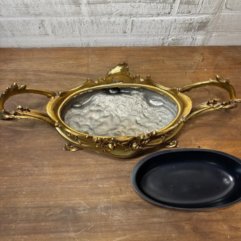 Vintage Cast Metal Brass Jardiniere French Planter